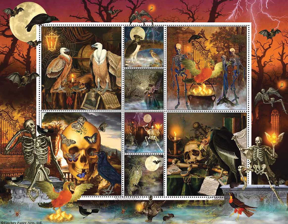 Halloween Stamps: Skeleton Dance Halloween Jigsaw Puzzle
