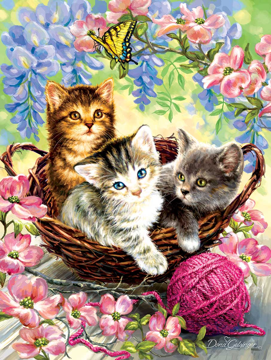 Kittens and Flowers Cats Jigsaw Puzzle