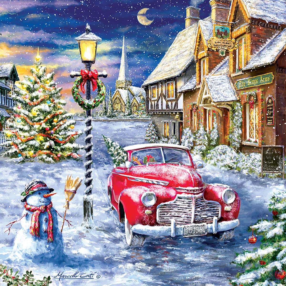 A Red Car for Christmas Vehicles Jigsaw Puzzle