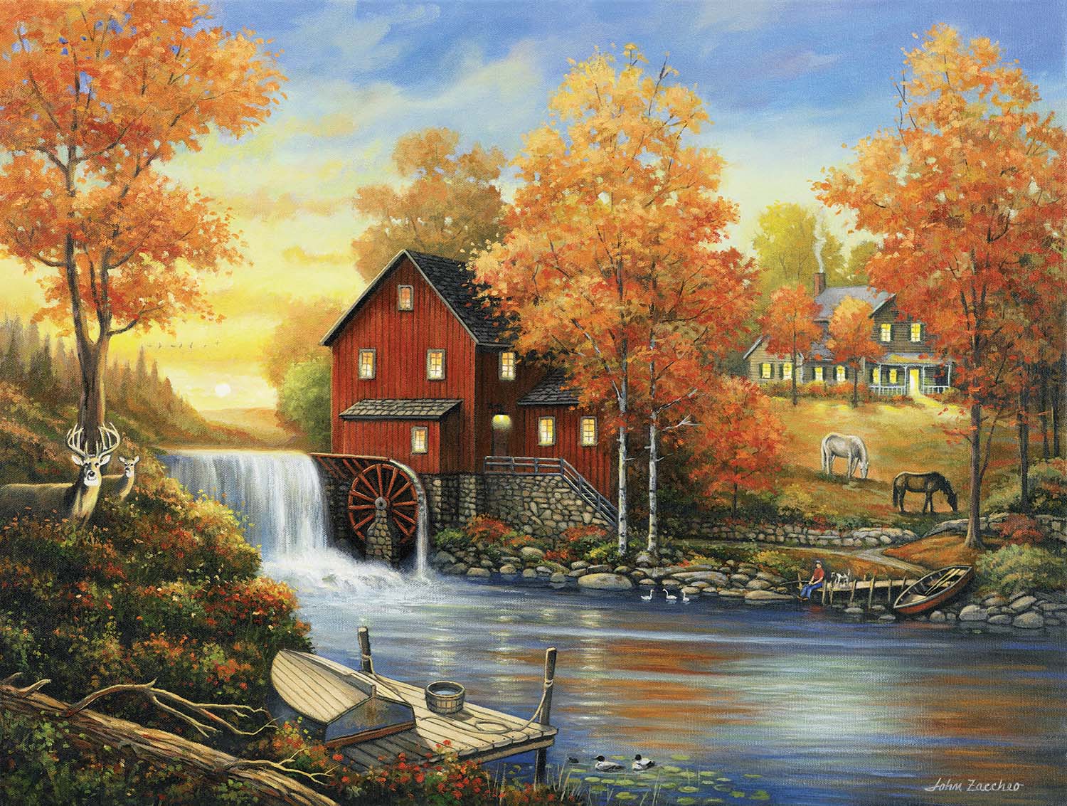 Sunset at the Old Mill Fall Jigsaw Puzzle