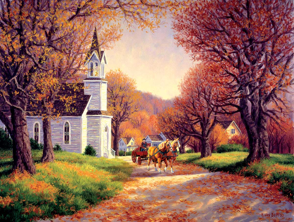 Road by the Church Religious Jigsaw Puzzle