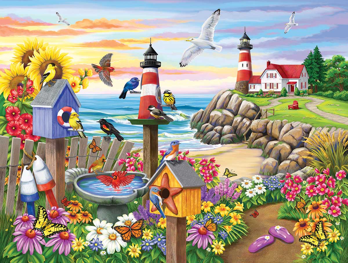 Garden by the Sea Lighthouse Jigsaw Puzzle
