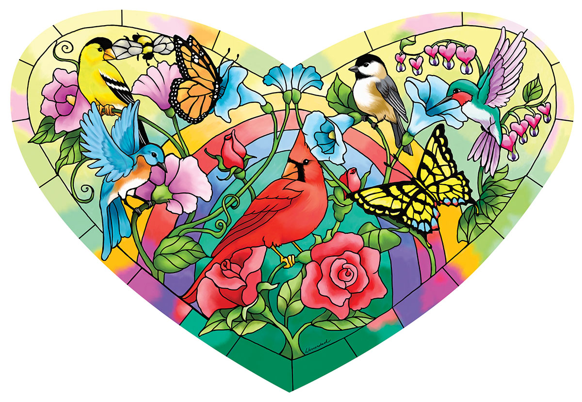 Heart of the Garden Birds Shaped Puzzle
