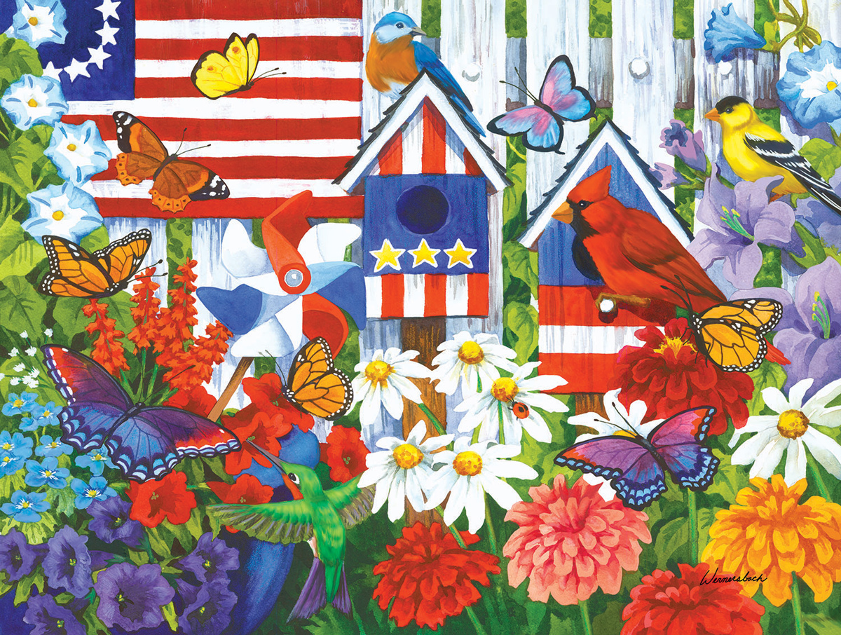 Red White and Bluebird Birds Jigsaw Puzzle