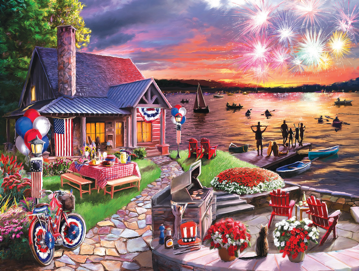 On the Lake on the Fourth Fourth of July Jigsaw Puzzle