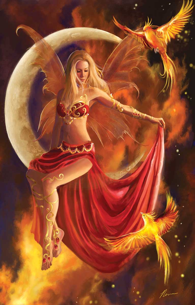 Fire Moon Gothic Art Jigsaw Puzzle