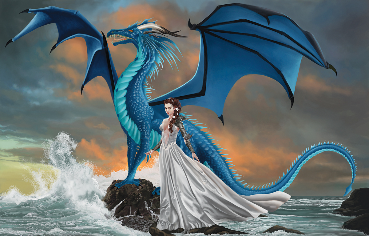Water Dragon Gothic Art Jigsaw Puzzle