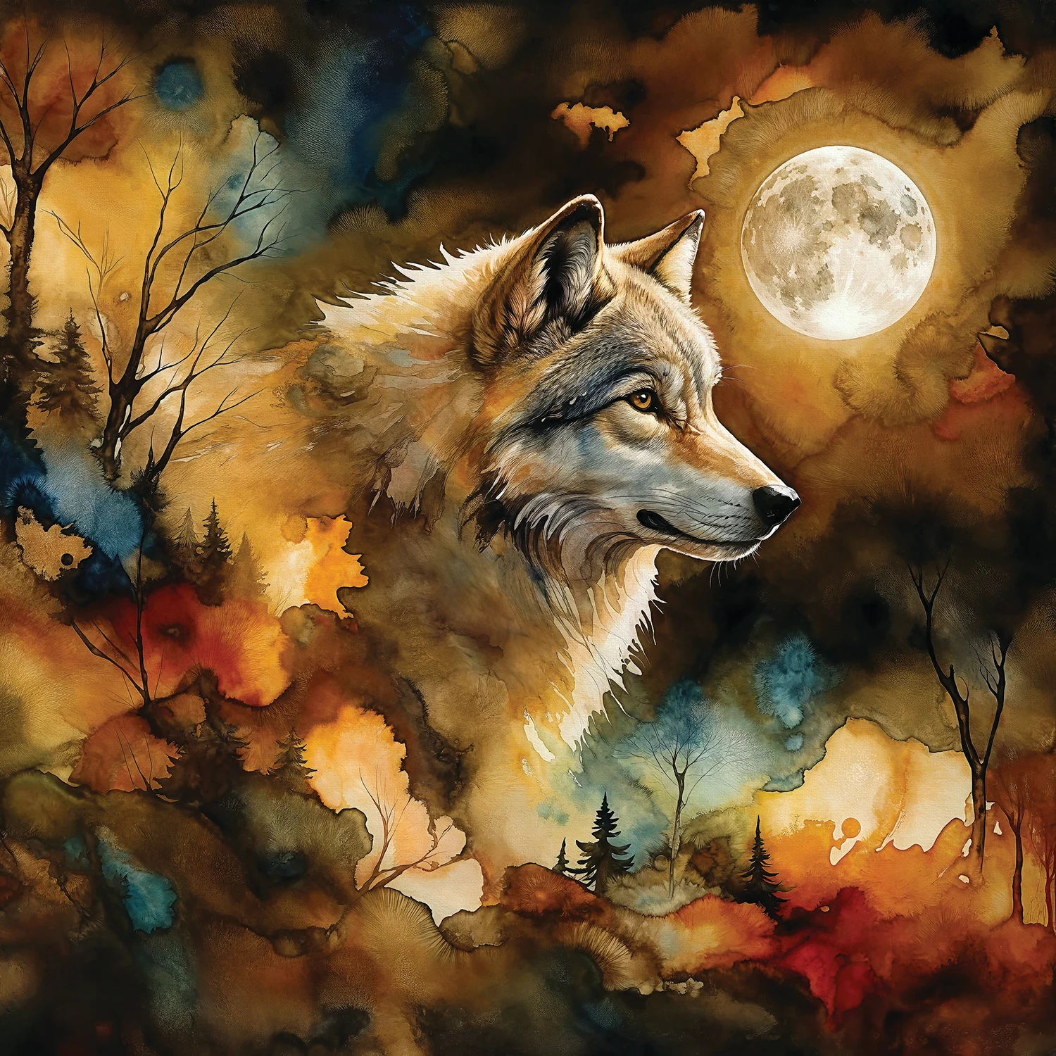 Wolf in Moonlight
