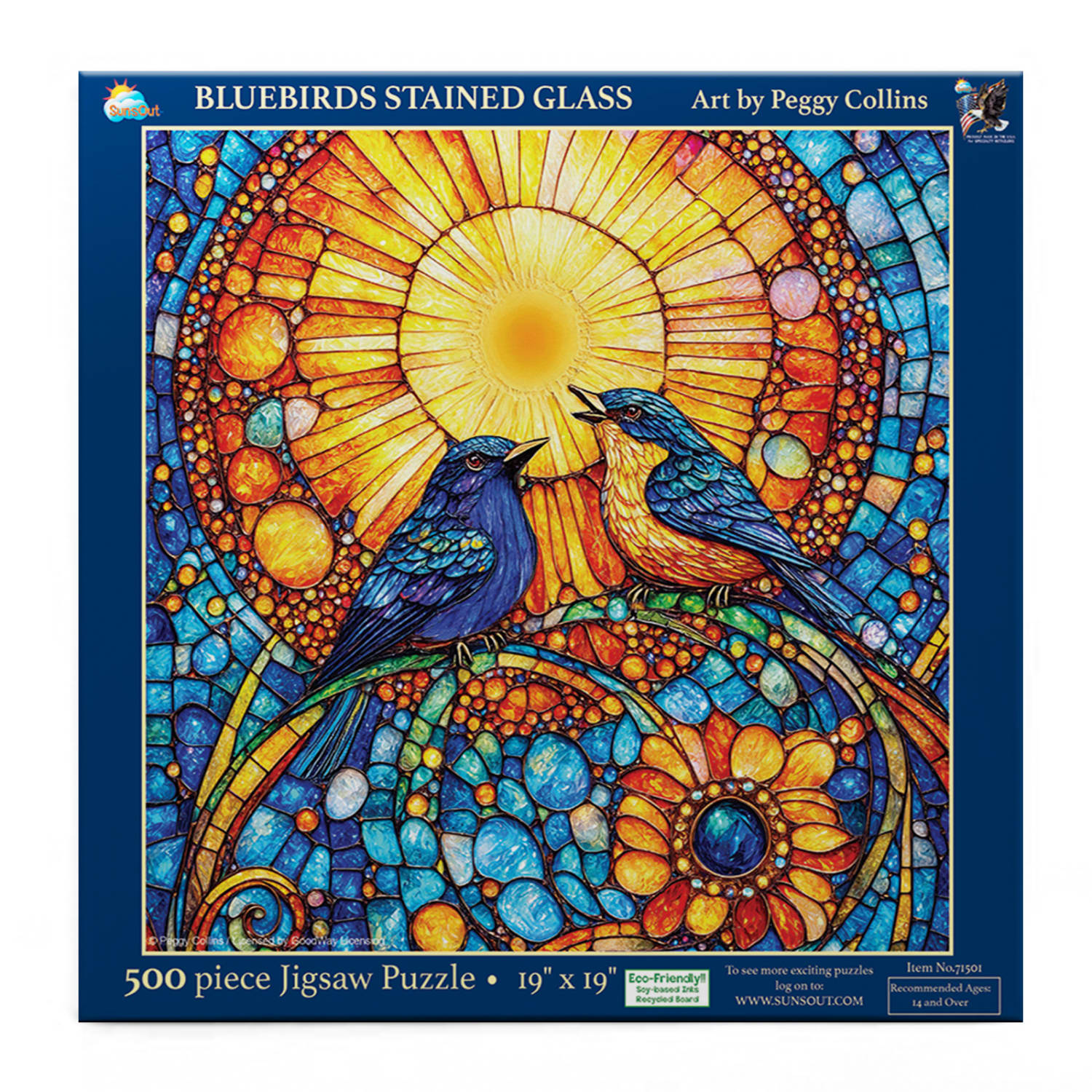 Bluebirds Stained Glass Birds
