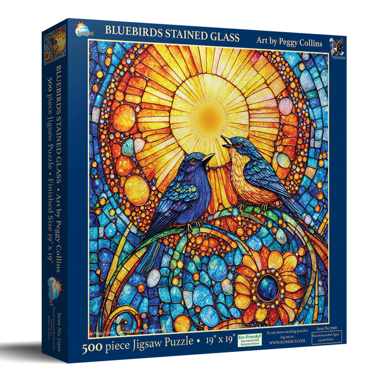 Bluebirds Stained Glass