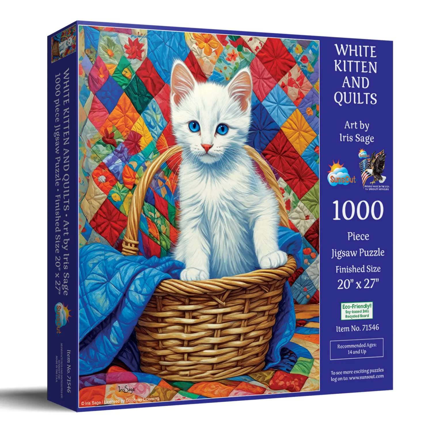 White Kitten and Quilts