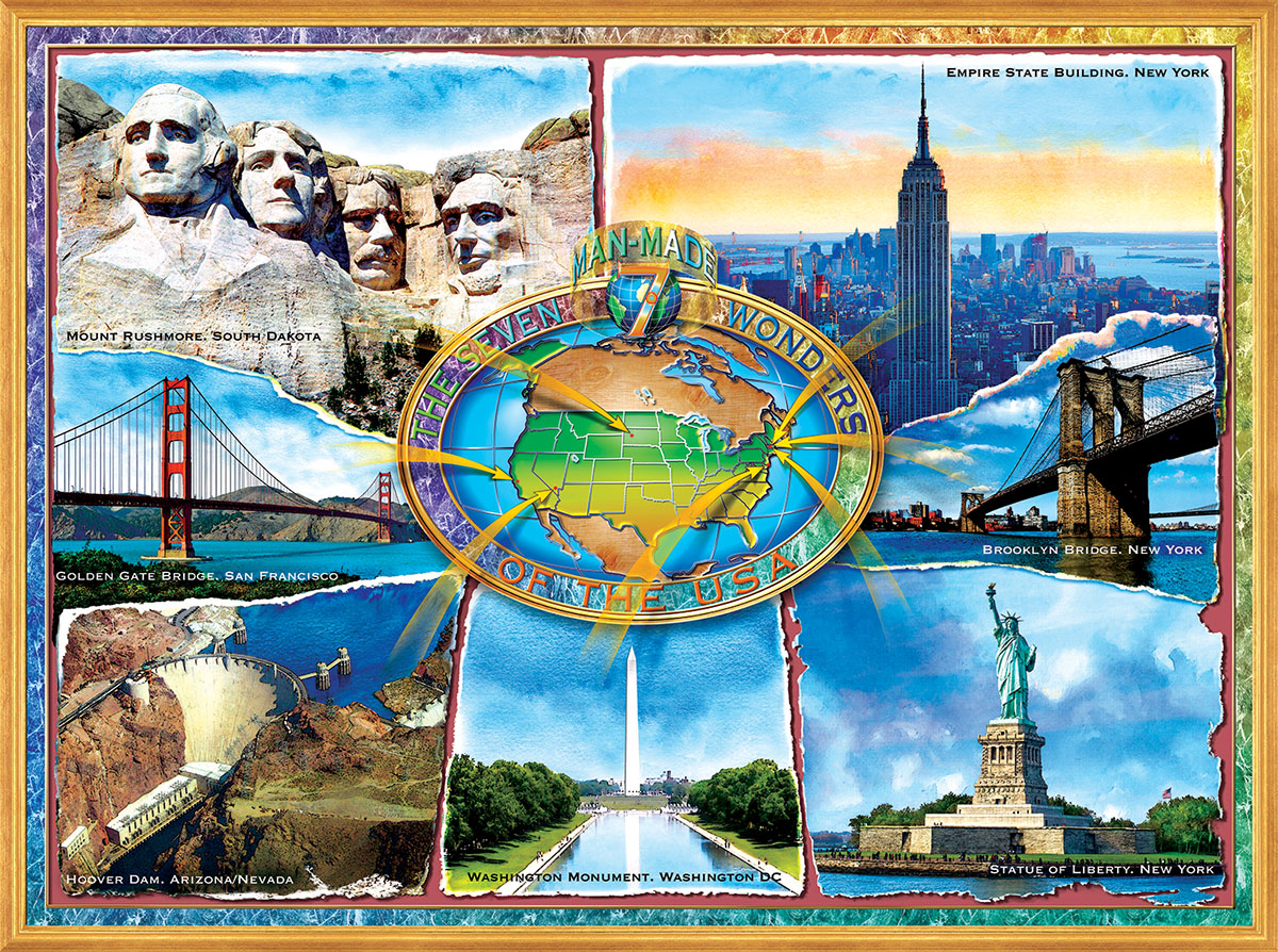 The 7 Manmade Wonders of the U.S.A. Landmarks & Monuments Jigsaw Puzzle