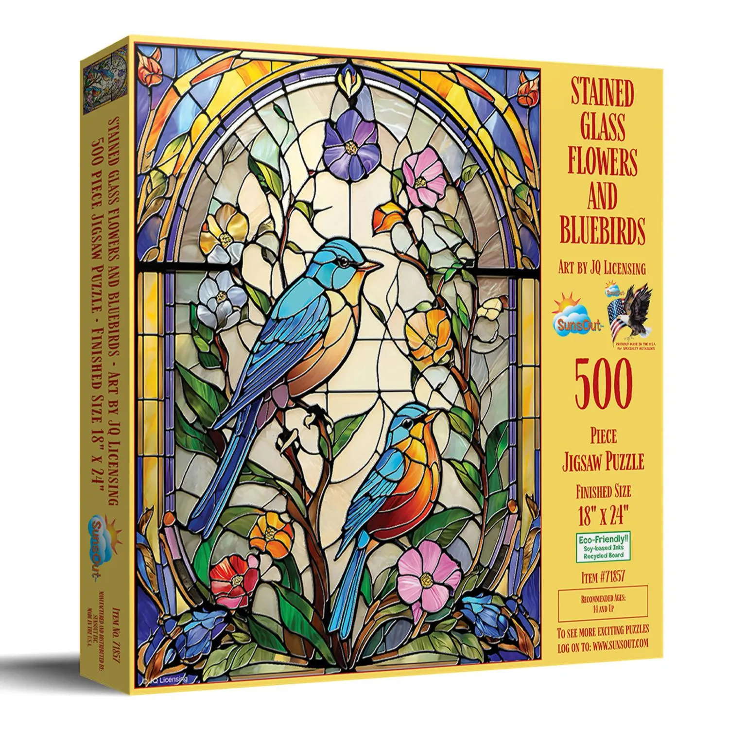 Stained Glass Flowers and Bluebirds