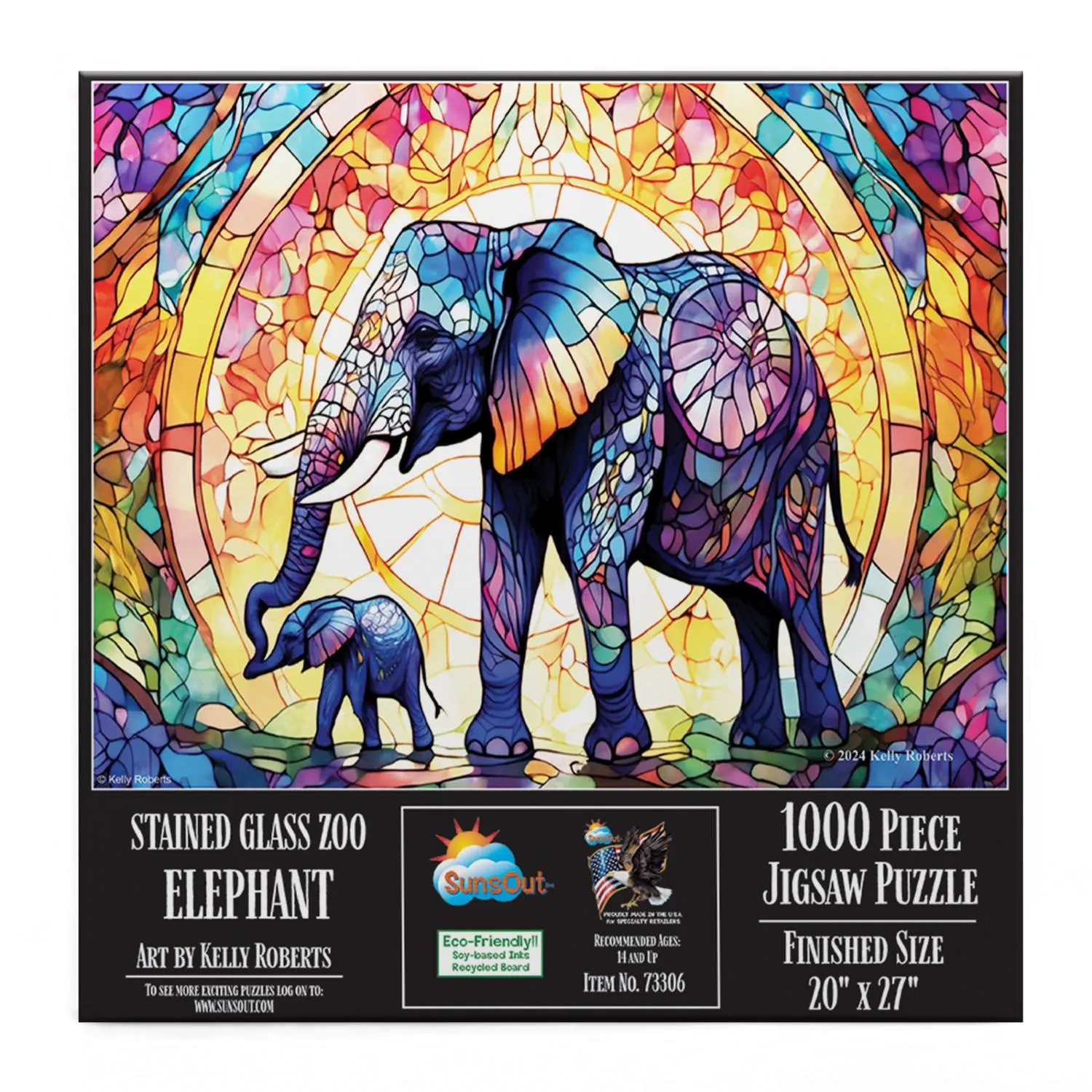 Stained Glass Zoo - Elephants