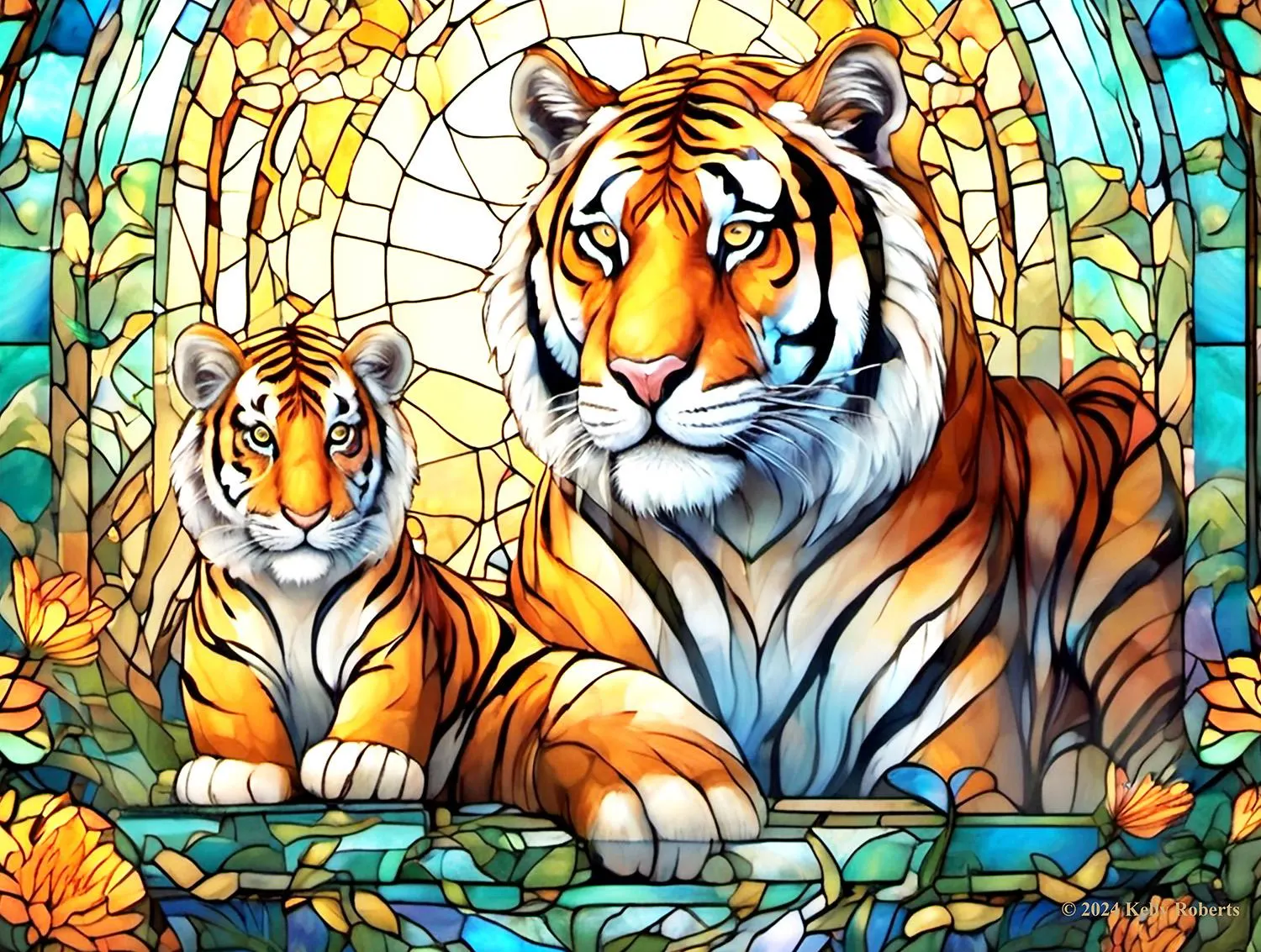 Stained Glass Zoo - Tigers Big Cats