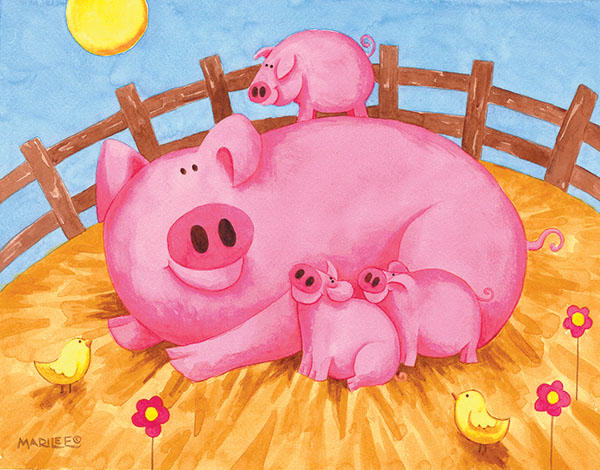 Pink Pigs Farm Animal Jigsaw Puzzle