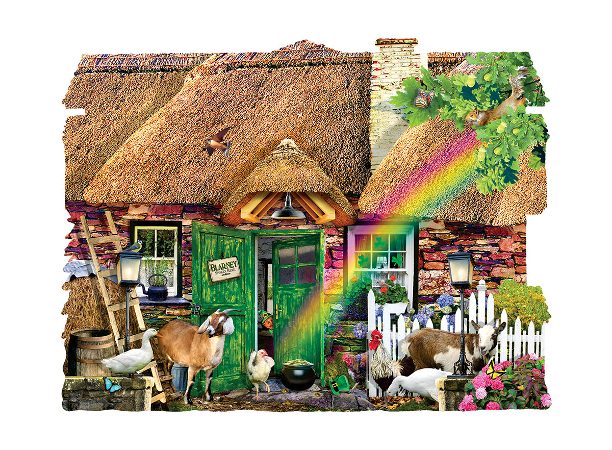 Irish Cottage Collage Shaped Puzzle