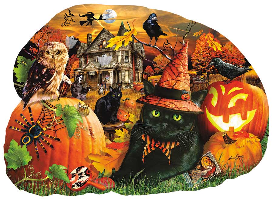 Strolling in the Moonlight Cats Shaped Puzzle