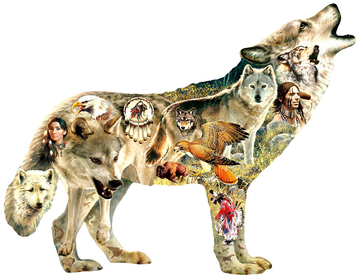 Native American Wolf Wolf Shaped Puzzle