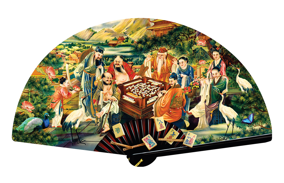 The Eight Immortals Play Mah Jongg Asian Art Shaped Puzzle