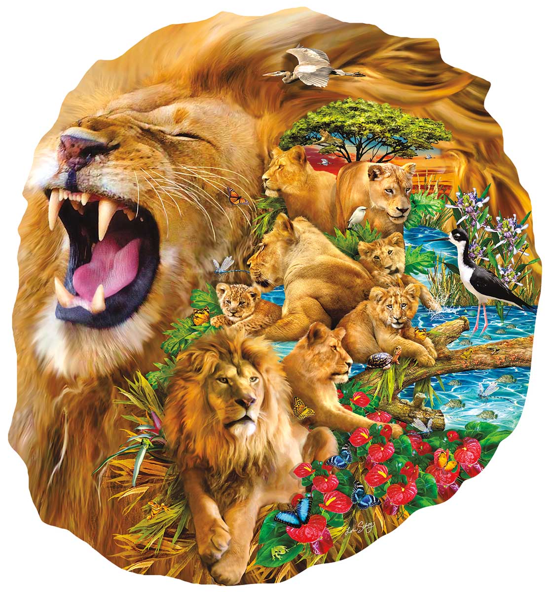 Lion Family Big Cats Shaped Puzzle