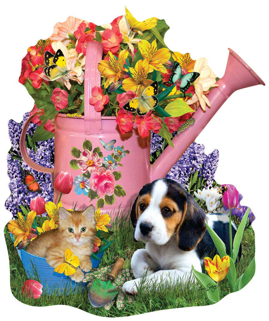 Spring Watering Can Cats