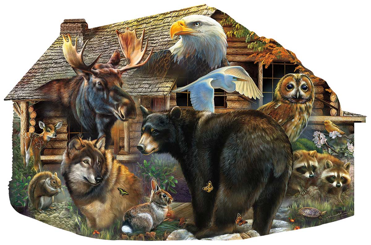 Wildlife Cabin Animals Shaped Puzzle