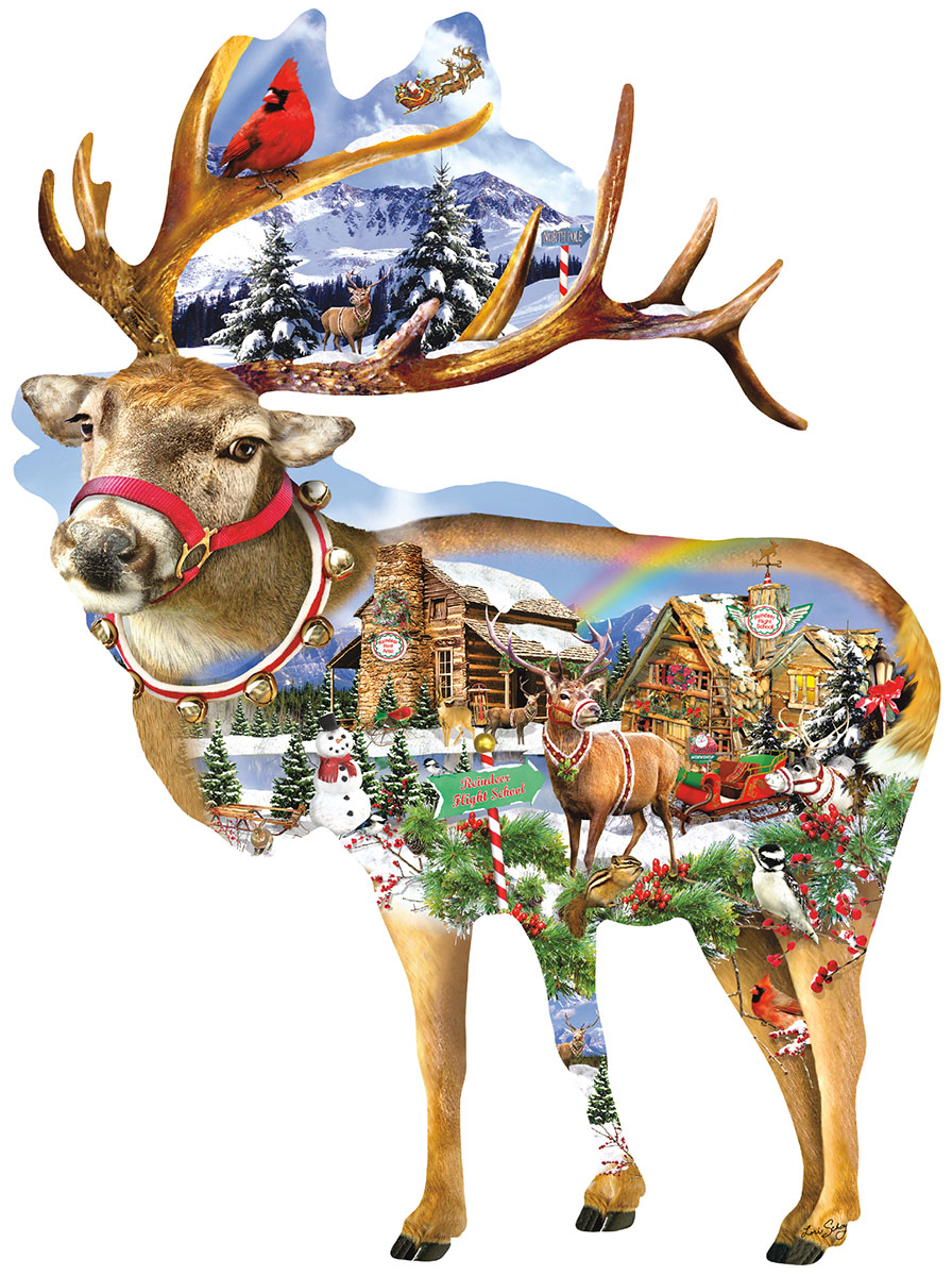 Reindeer Training Christmas Shaped Puzzle