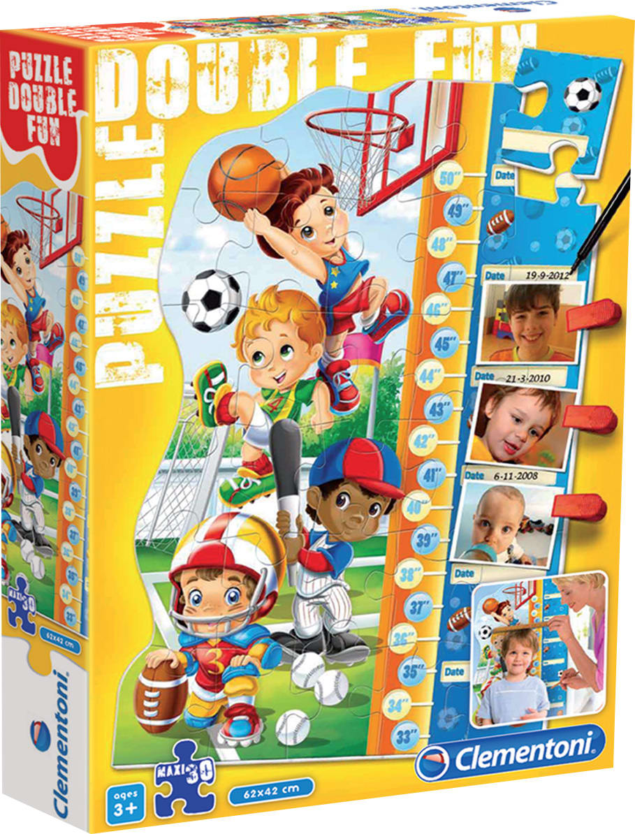 Double Fun - Boys Puzzle Growth Chart Sports