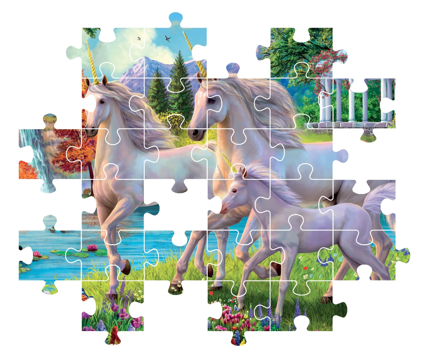 Pzl 180 Super Unicorns At The Waterfall