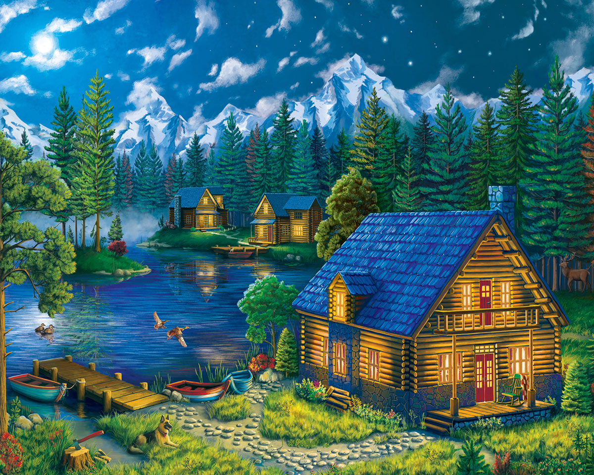 Forest Cabin Cabin & Cottage Jigsaw Puzzle