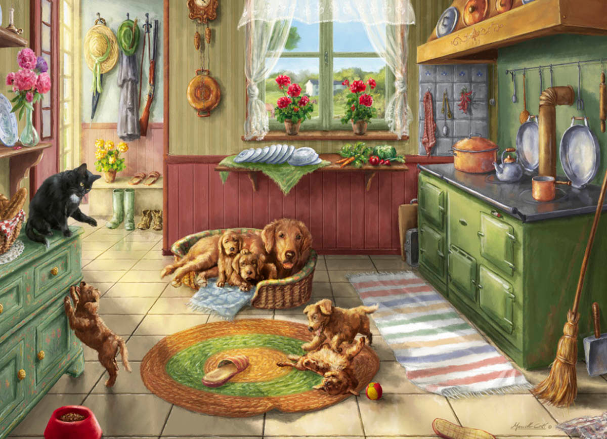 Golden Puppies Dogs Jigsaw Puzzle