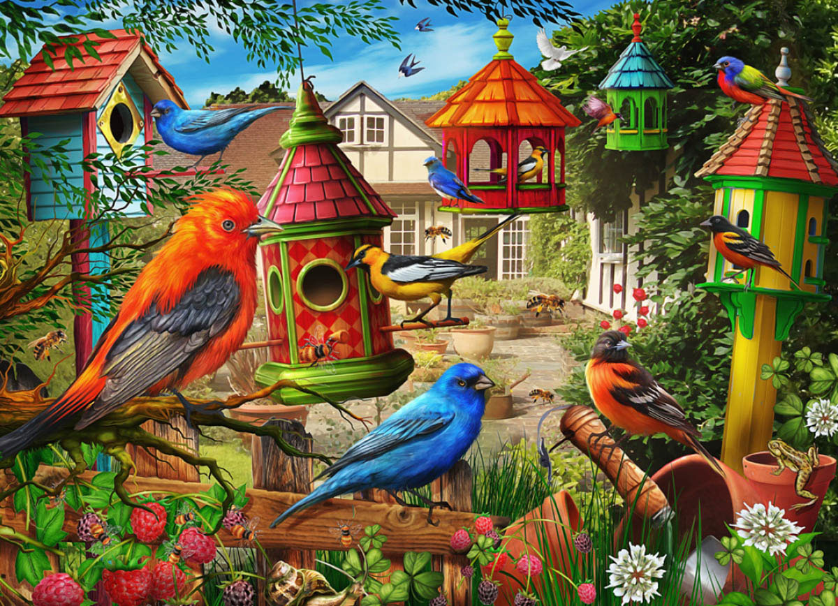 Birdhouse Garden Birds Jigsaw Puzzle