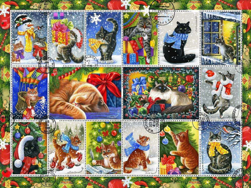 Christmas Cat Stamps Cats