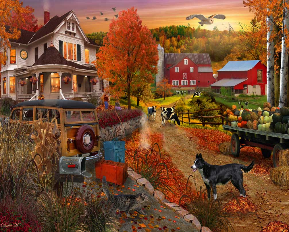 Country Inn & Farm Countryside Jigsaw Puzzle