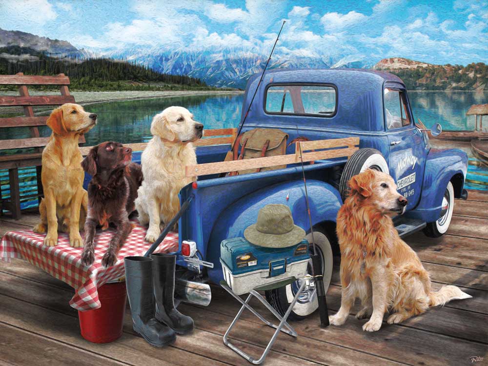 Dogs Gone Fishing Dogs Jigsaw Puzzle