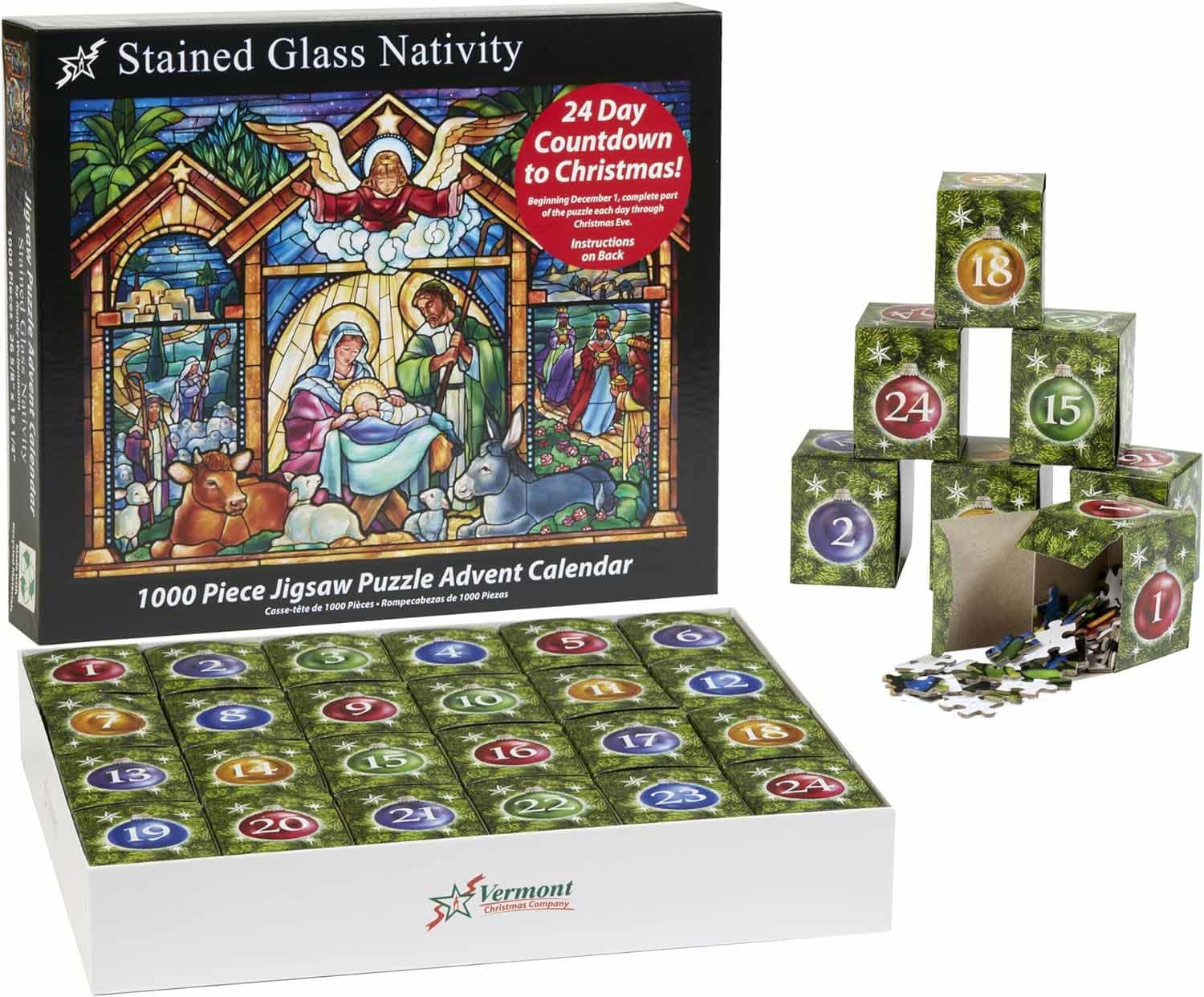 Stained Glass Nativity Jigsaw Puzzle Advent Calendar