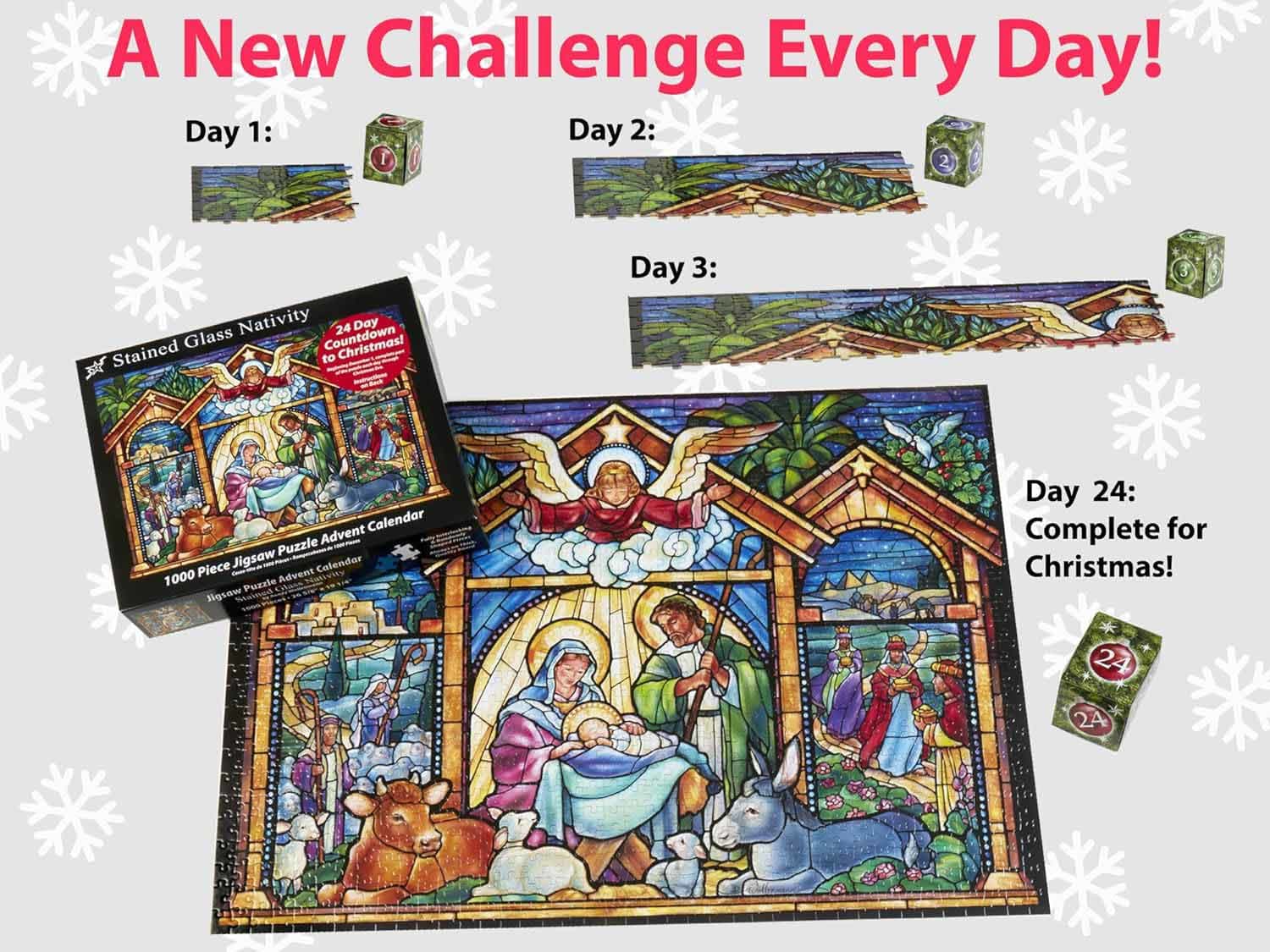 Stained Glass Nativity Jigsaw Puzzle Advent Calendar