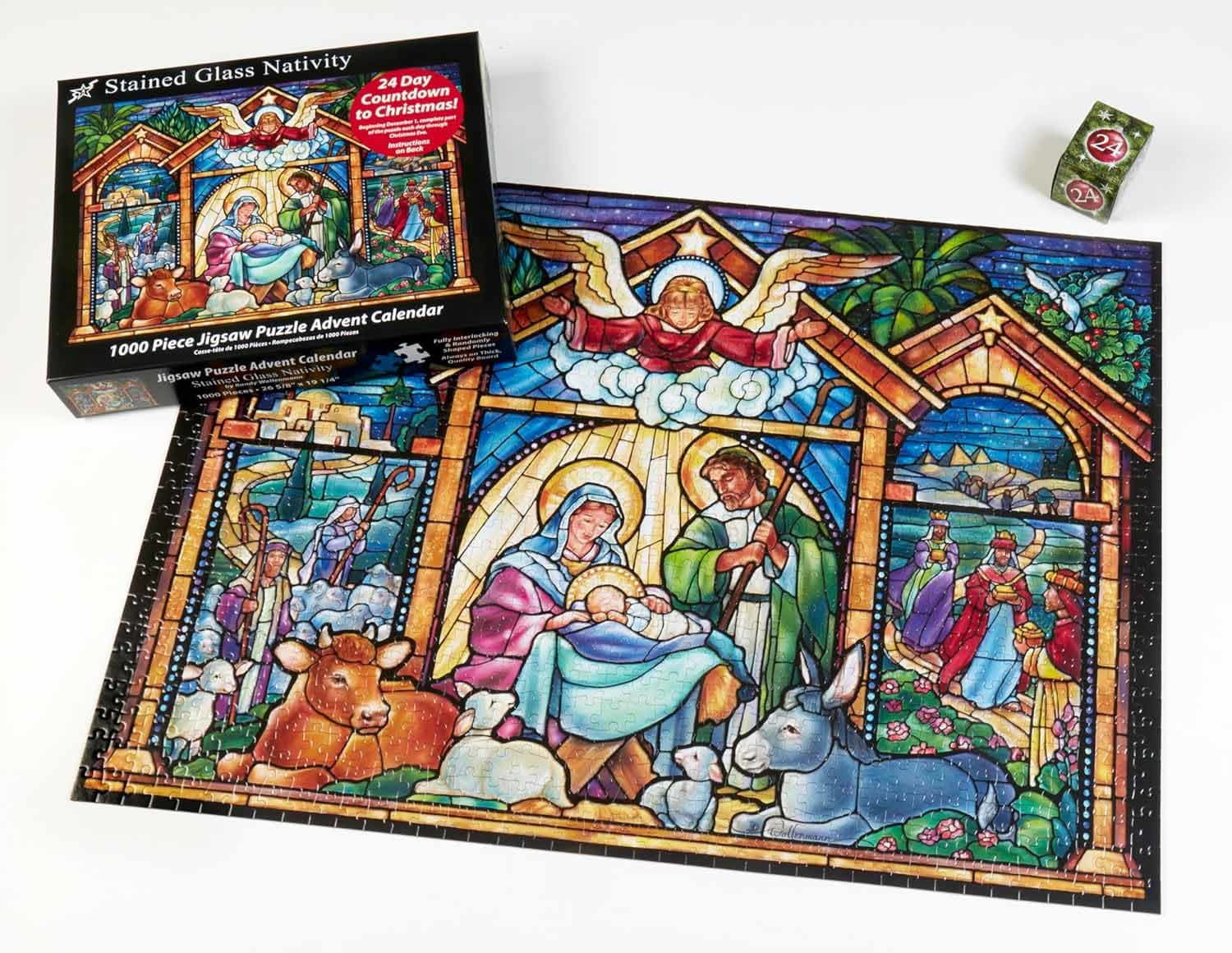 Stained Glass Nativity Jigsaw Puzzle Advent Calendar