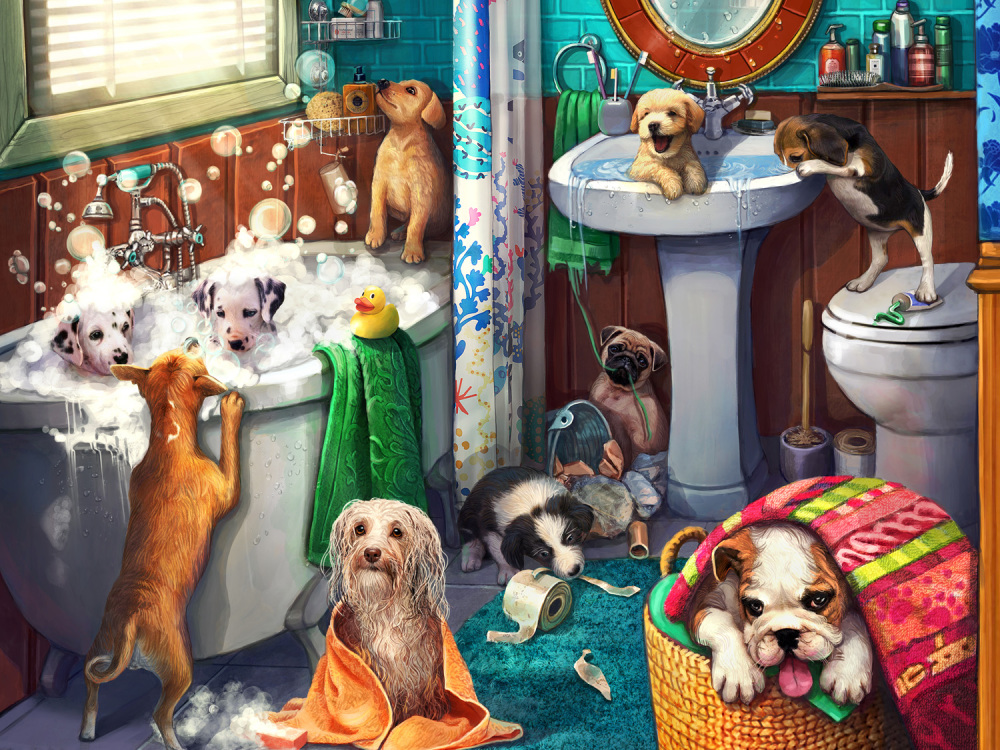 Bathroom Break  Dogs Jigsaw Puzzle