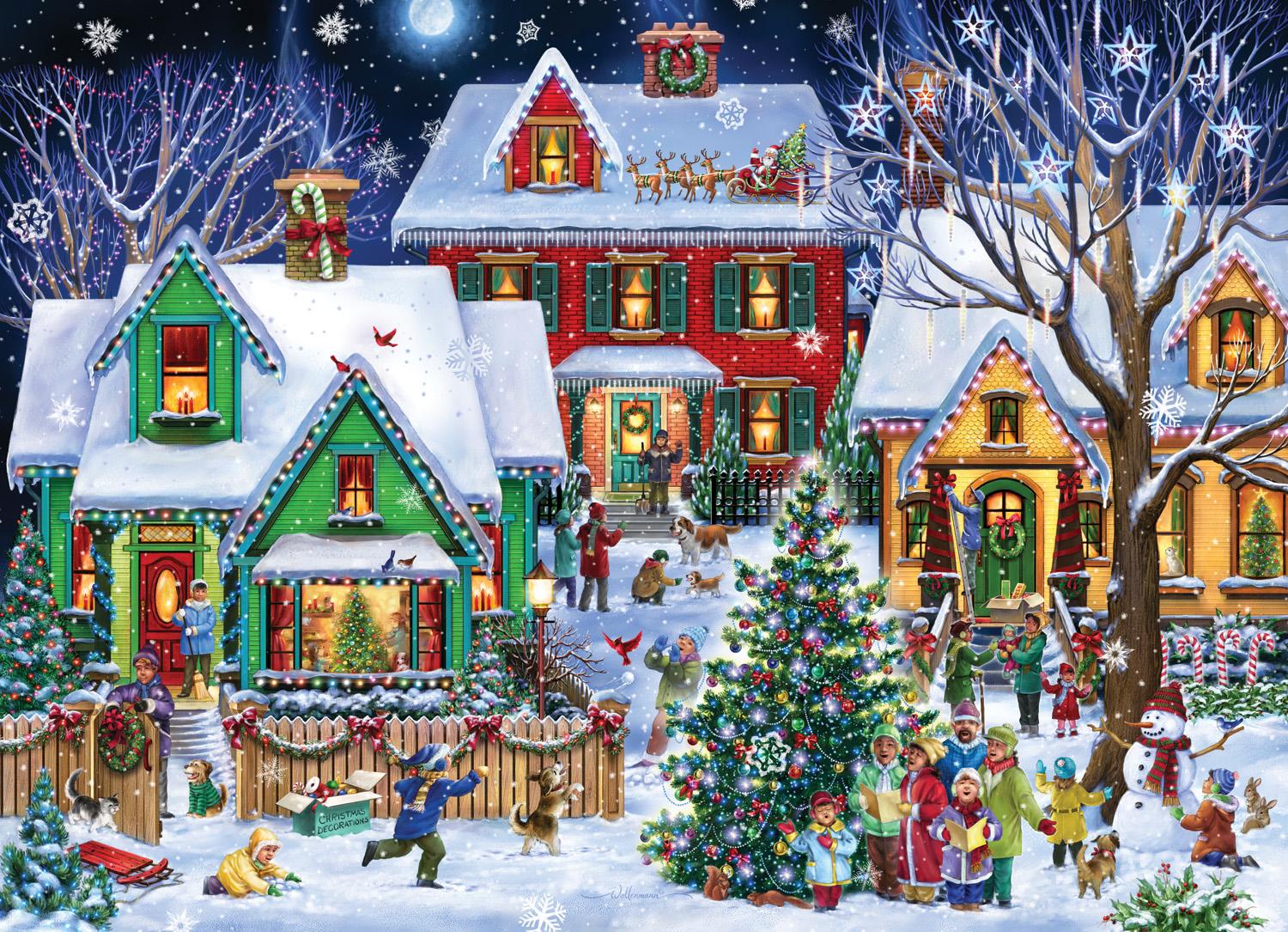 Neighborhood Christmas Christmas Jigsaw Puzzle