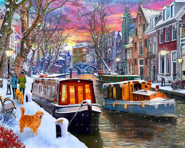 Winter Canal Winter Jigsaw Puzzle