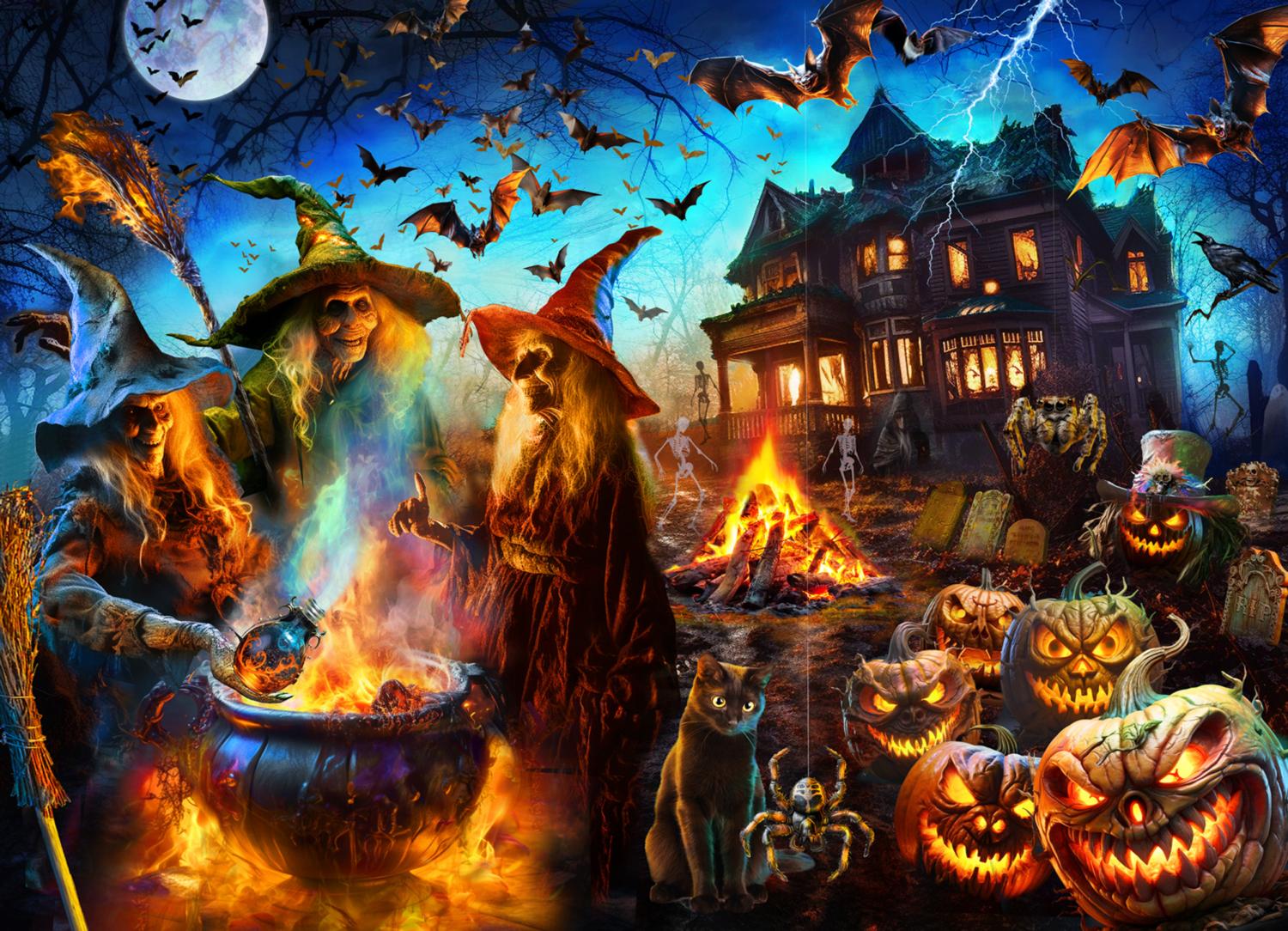 Halloween Witches, 1000 Pieces, Vermont Christmas Company Serious Puzzles