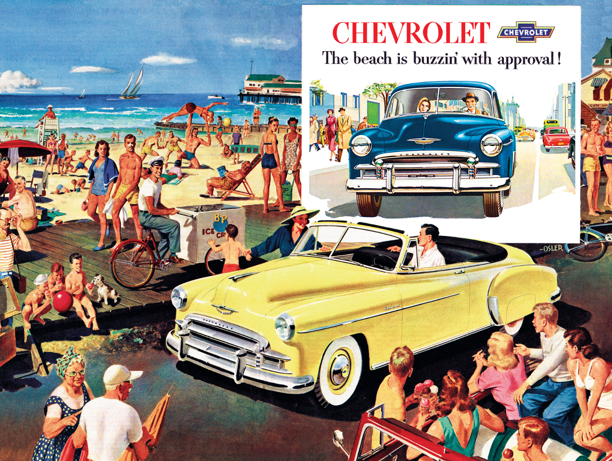 The Beach is Buzzin' - 1950 Chevy Bel Air Convertible Car Jigsaw Puzzle