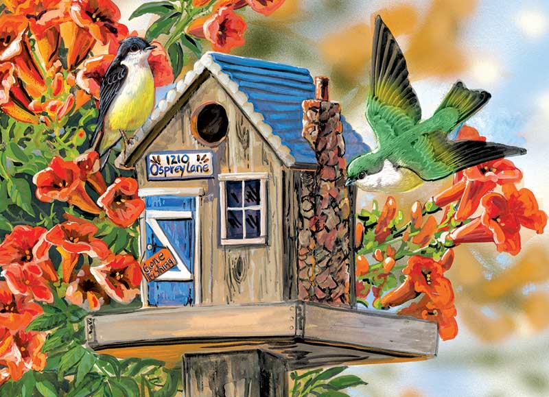 Trumpet Vines & Tree Sparrows Birds Jigsaw Puzzle