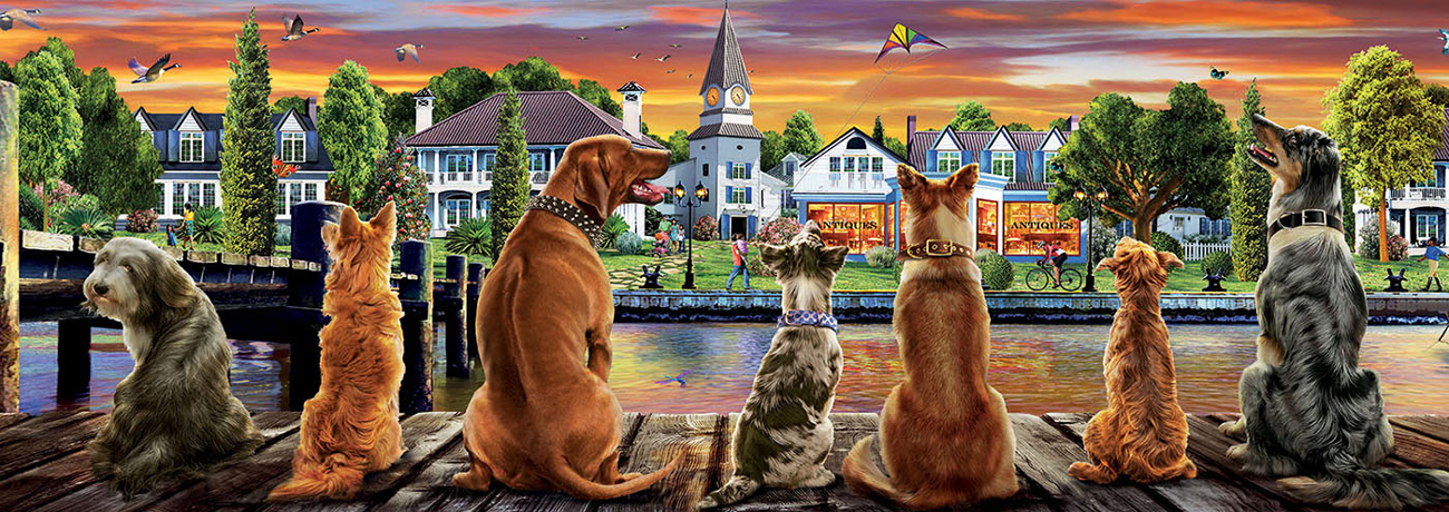 Dogs on Quay Animals Jigsaw Puzzle