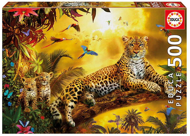 Leopard and His Cubs Jungle Animals Jigsaw Puzzle