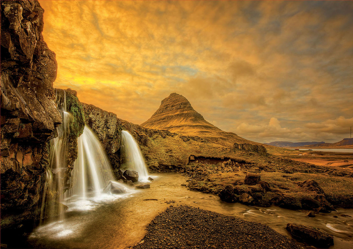 Kirkjufellsfoss Waterfall, Iceland Landscape Jigsaw Puzzle