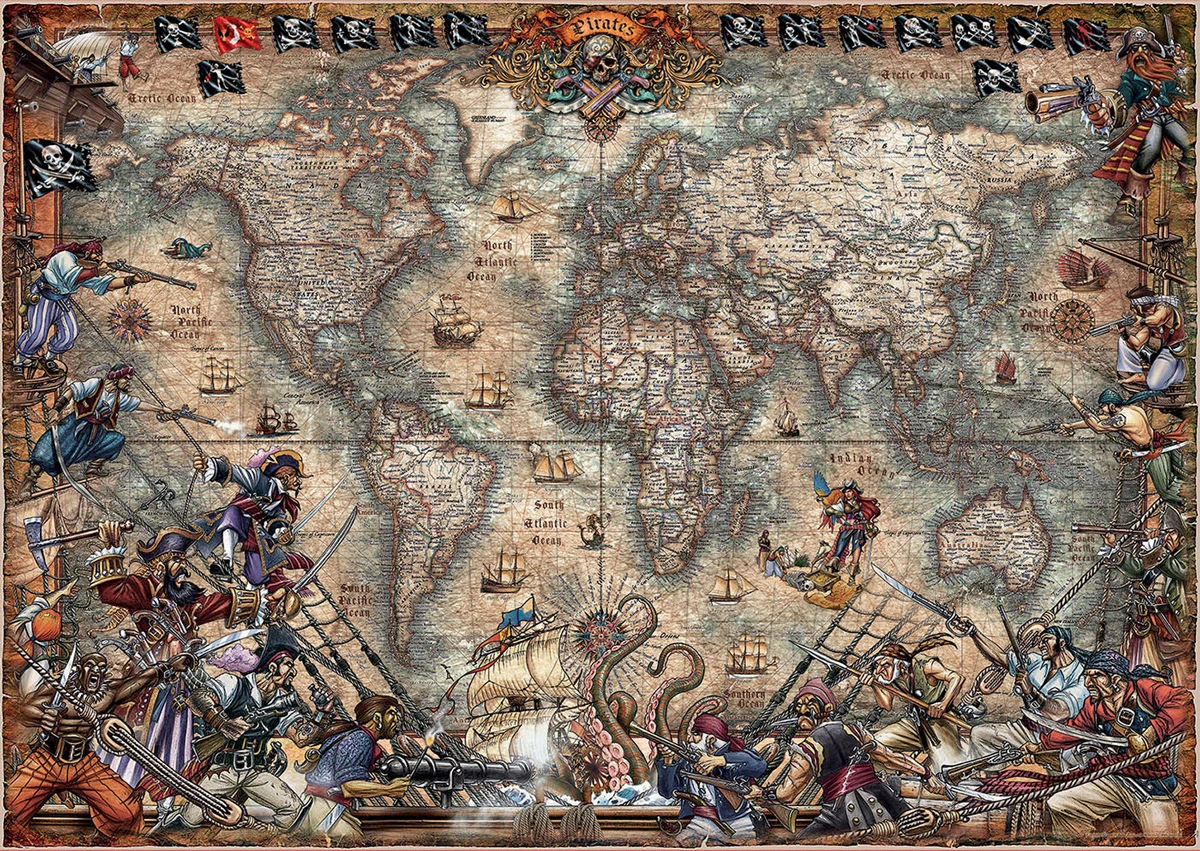Pirates Map - Scratch and Dent Maps & Geography