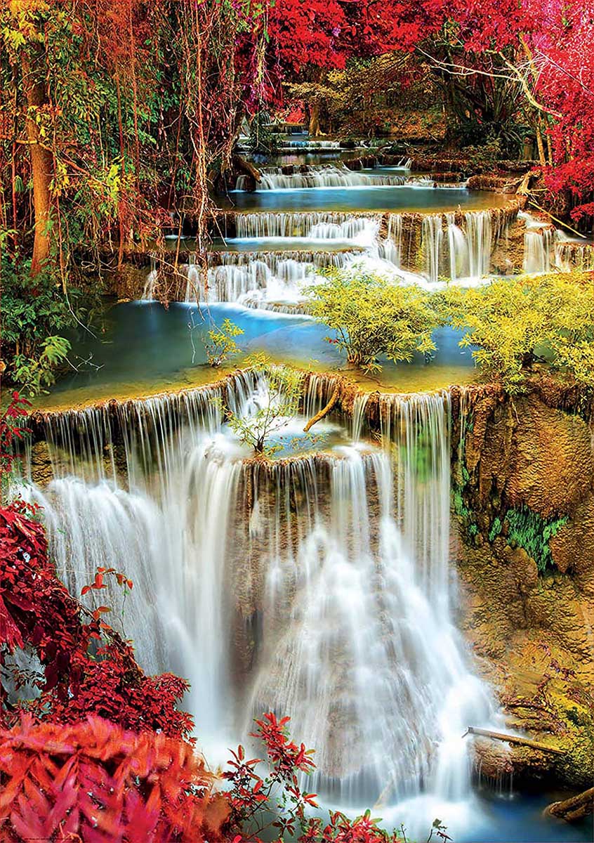 Waterfall In Deep Forest Forest Jigsaw Puzzle